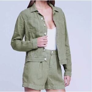 L'AGENCE Celine Olive Green Linen Jacket